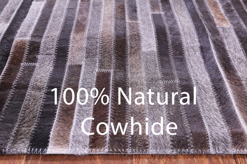 Brown & White Patchwork Natural Cowhide Rug - 2' 6