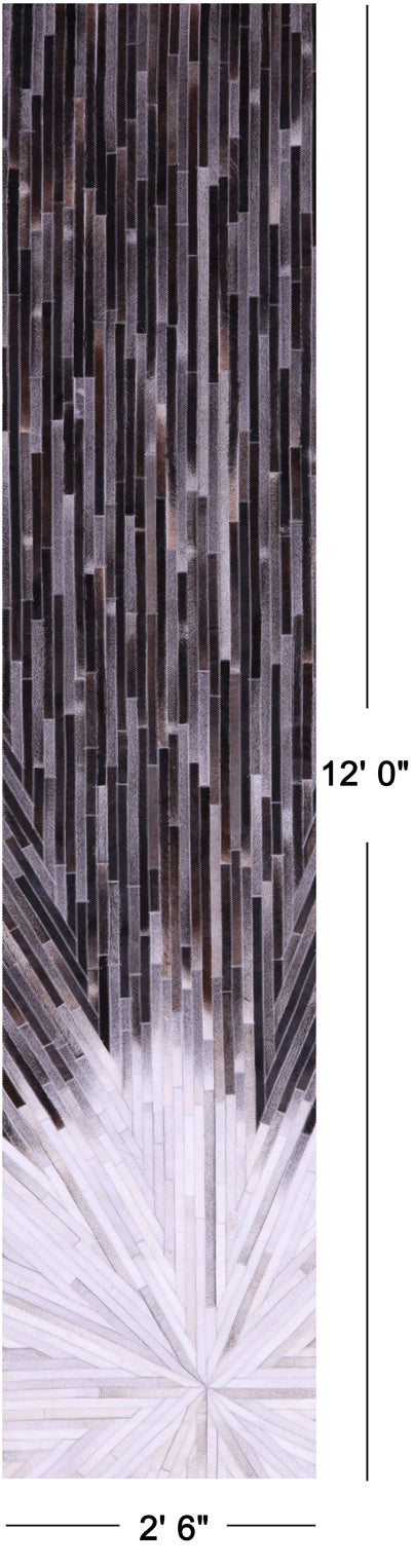 Brown & White Patchwork Natural Cowhide Rug - 2' 6