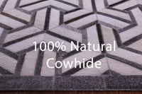 Thumbnail for Grey & White Patchwork Natural Cowhide Rug - 2' 6