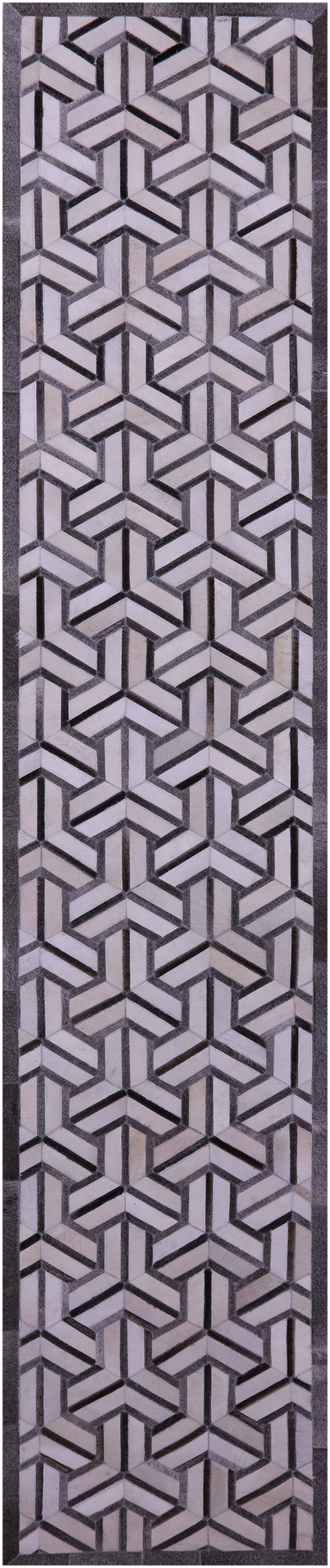 Grey & White Patchwork Natural Cowhide Rug - 2' 6