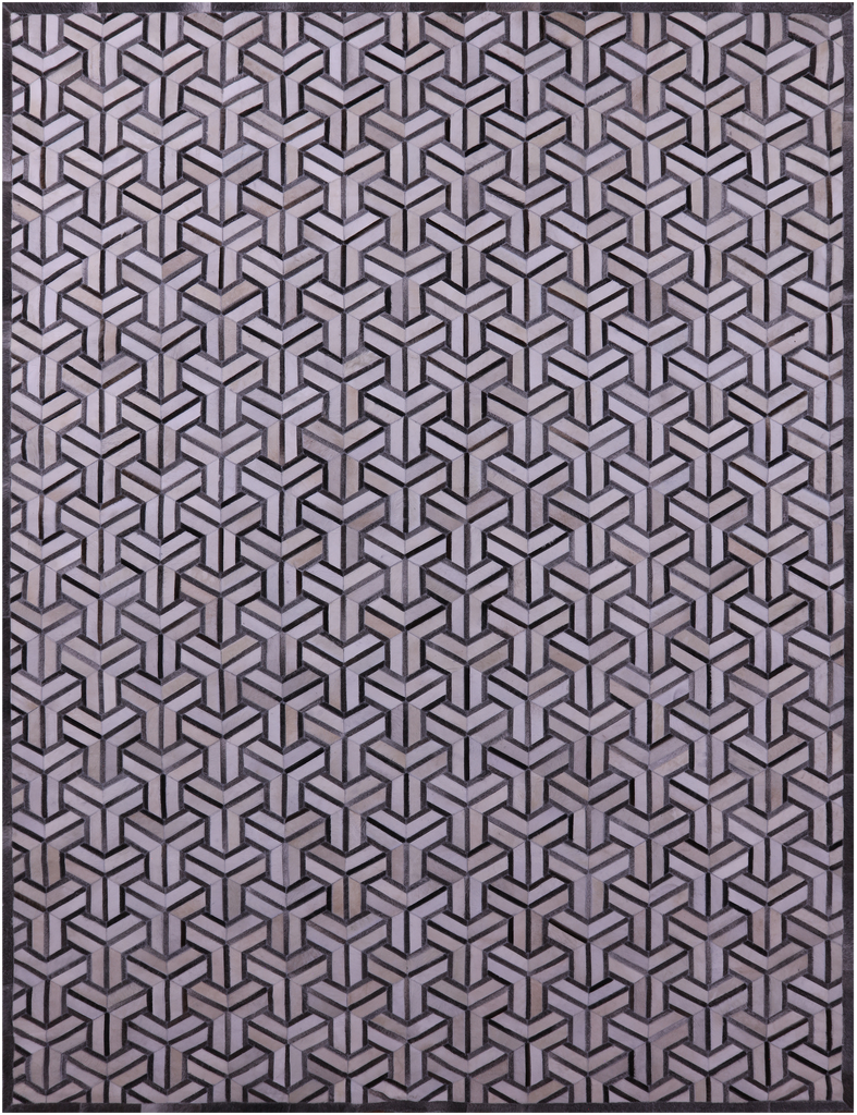 Grey & White Patchwork Natural Cowhide Rug - 9' 0" x 12' 0"