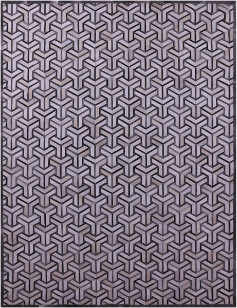 Grey & White Patchwork Natural Cowhide Rug - 9' 0" x 12' 0"