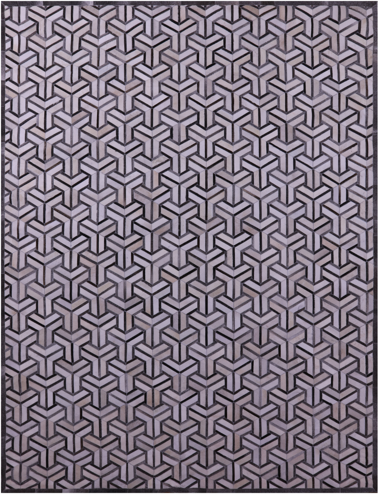 Grey & White Patchwork Natural Cowhide Rug - 9' 0" x 12' 0"