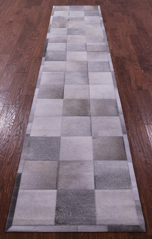 Grey Patchwork Natural Cowhide Rug - 2' 6