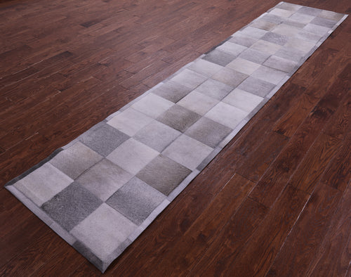 Grey Patchwork Natural Cowhide Rug - 2' 6