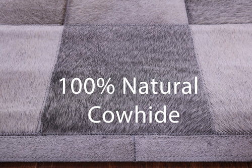 Grey Patchwork Natural Cowhide Rug - 2' 6