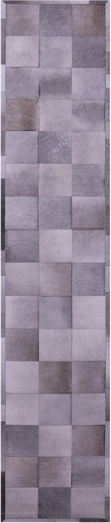 Grey Patchwork Natural Cowhide Rug - 2' 6" x 12' 0"