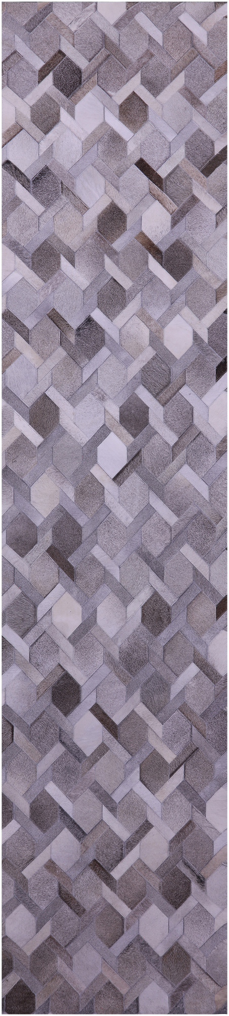Grey & White Patchwork Natural Cowhide Rug - 2' 6