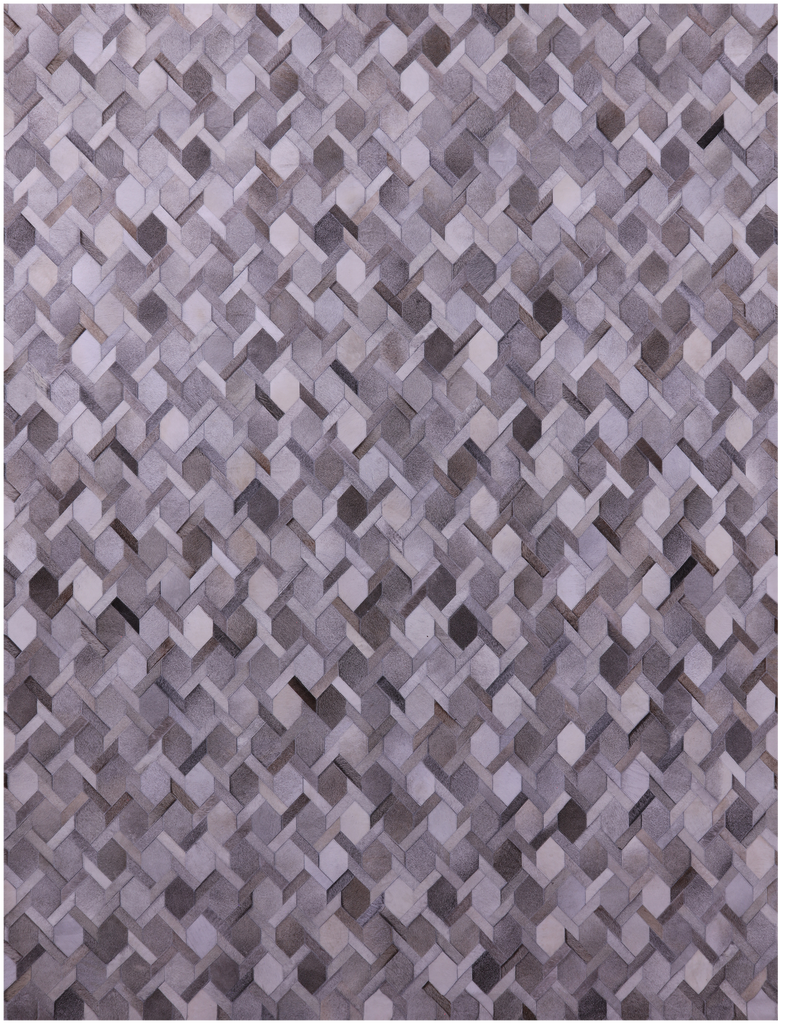 Grey & White Patchwork Natural Cowhide Rug - 9' 0" x 12' 0"