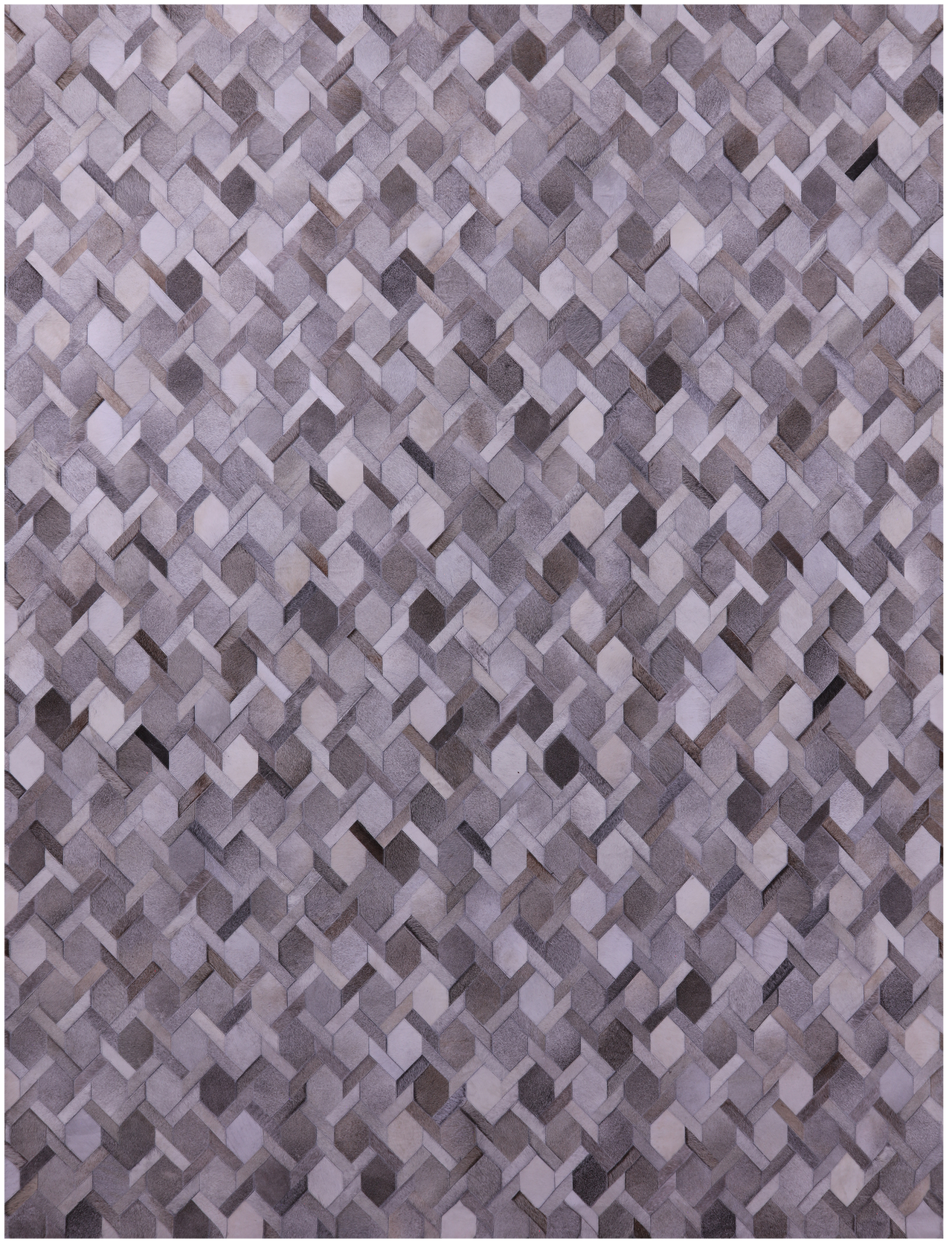Grey & White Patchwork Natural Cowhide Rug - 9' 0" x 12' 0"