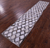 Thumbnail for Grey & White Patchwork Natural Cowhide Rug - 2' 6