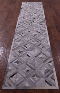 Thumbnail for Grey & White Patchwork Natural Cowhide Rug - 2' 6