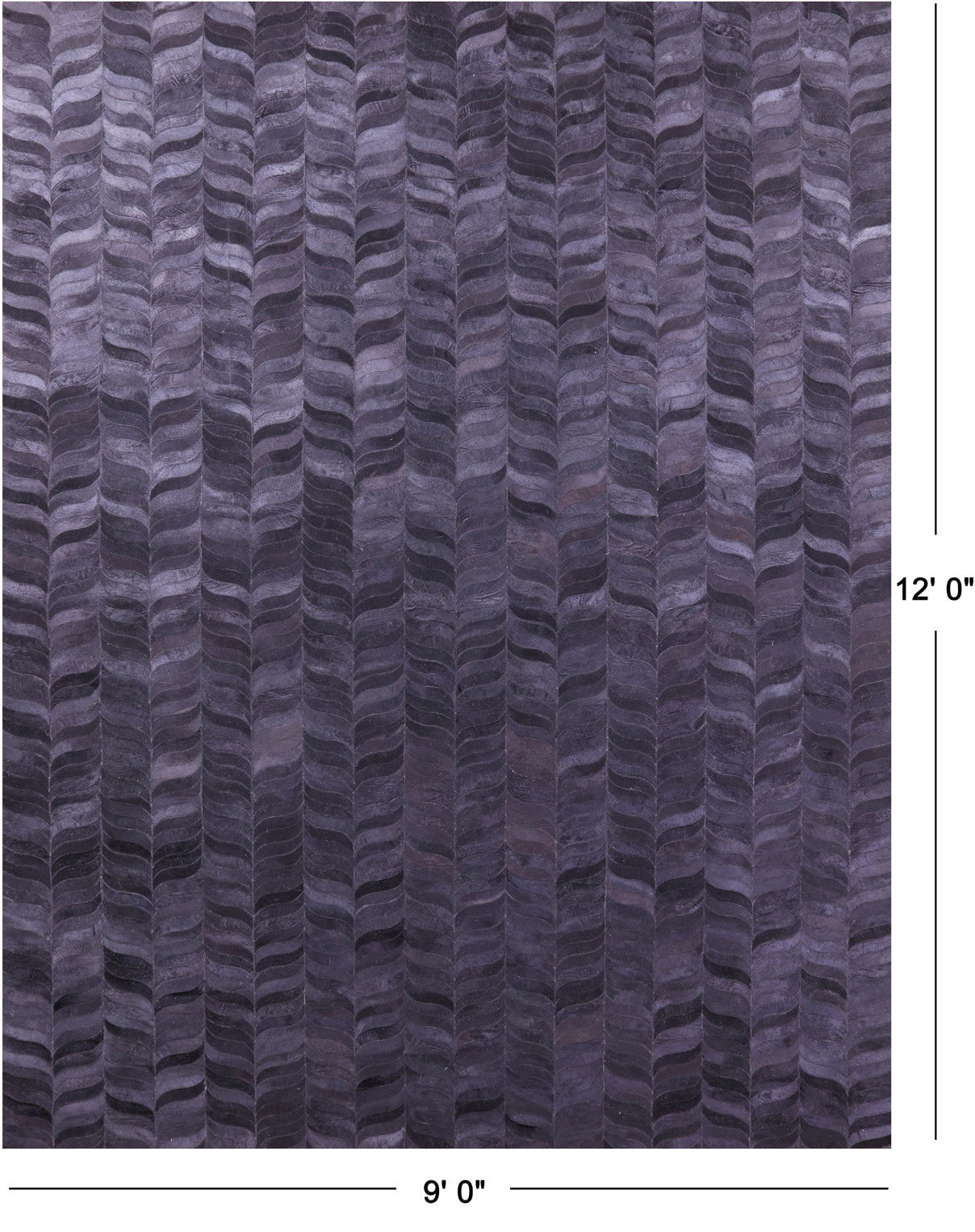 Black Patchwork Natural Cowhide Rug - 9' 0" x 12' 0"