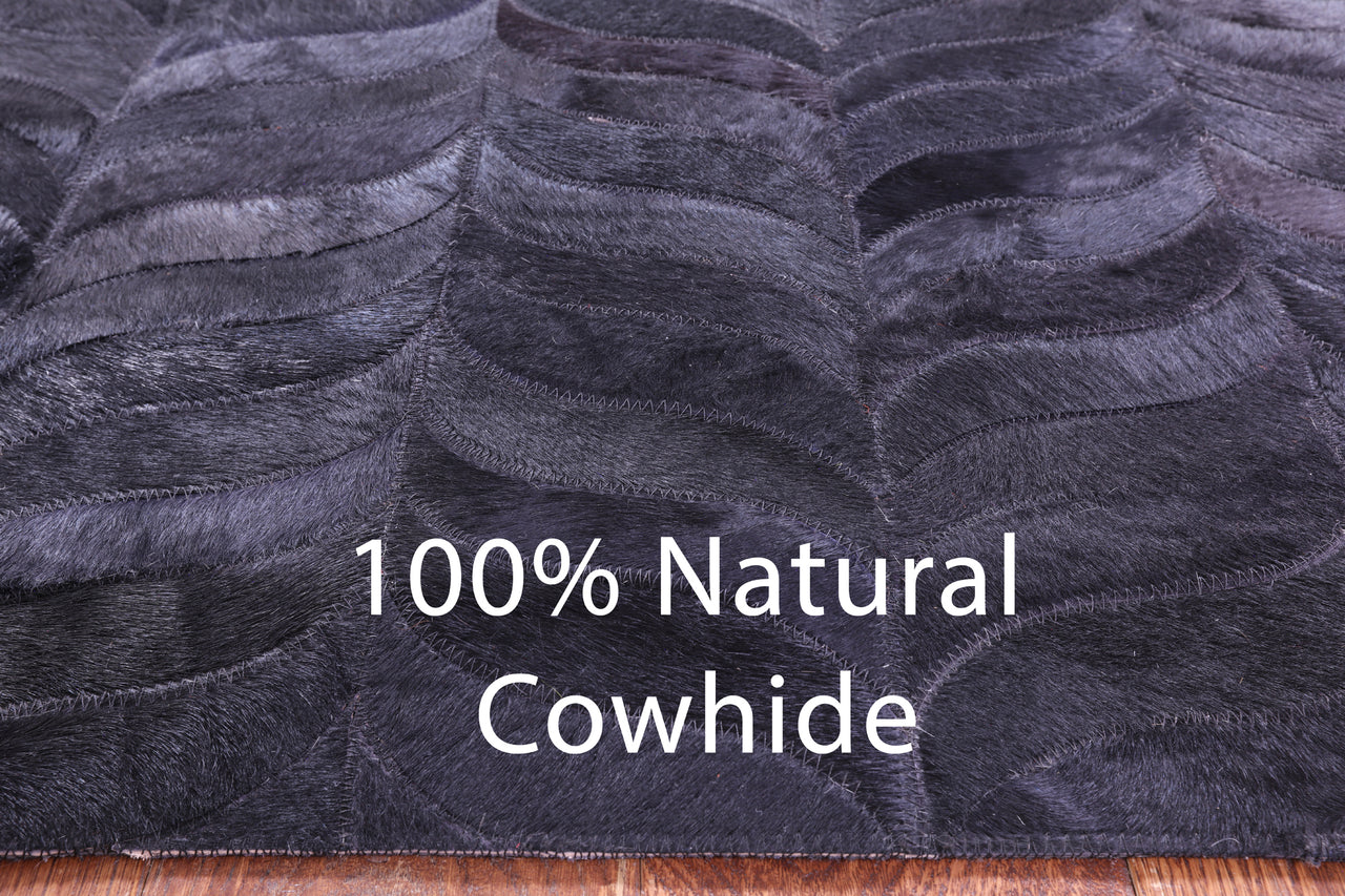 Black Patchwork Natural Cowhide Rug - 2' 6" x 12' 0"