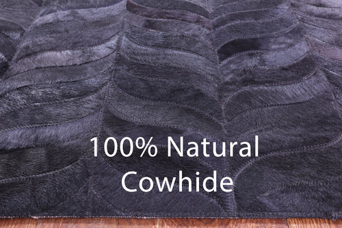 Black Patchwork Natural Cowhide Rug - 2' 6