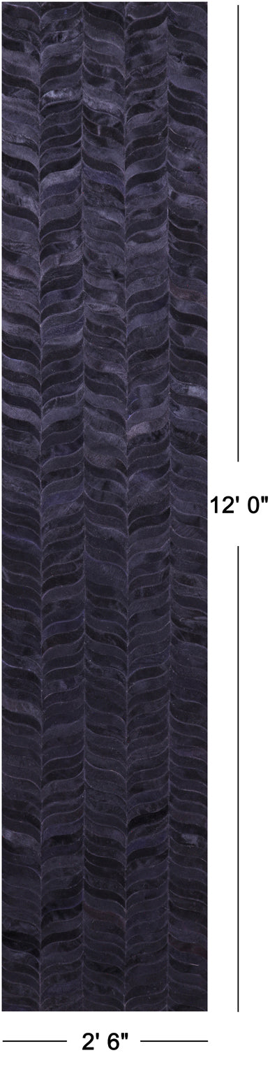 Black Patchwork Natural Cowhide Rug - 2' 6