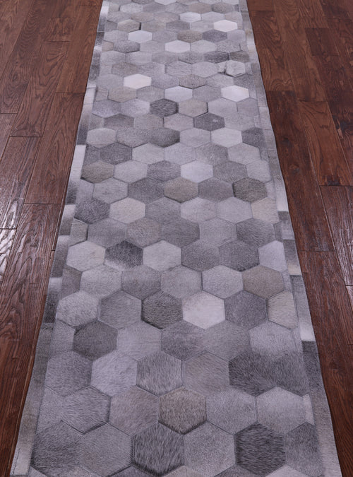 Grey Patchwork Natural Cowhide Rug - 2' 6