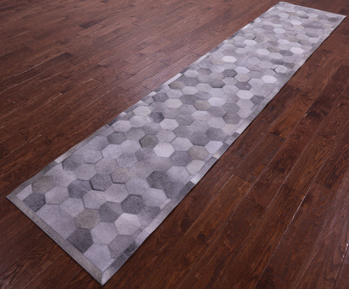 Grey Patchwork Natural Cowhide Rug - 2' 6