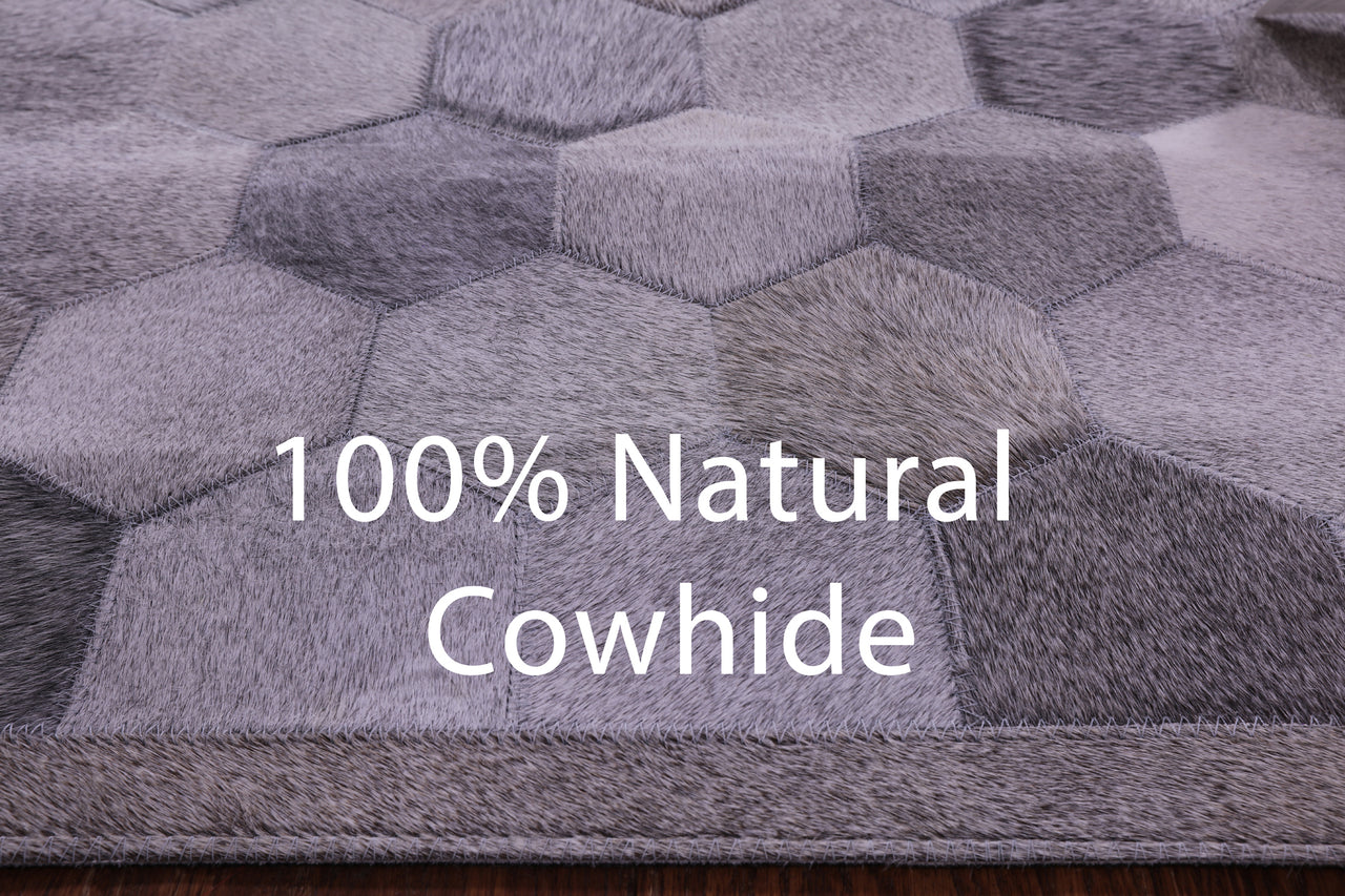 Grey Patchwork Natural Cowhide Rug - 2' 6" x 12' 0"
