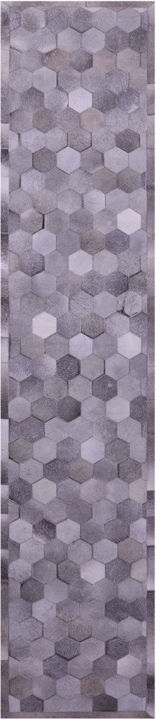 Grey Patchwork Natural Cowhide Rug - 2' 6" x 12' 0"