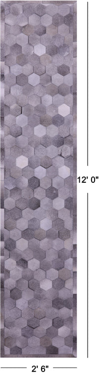 Thumbnail for Grey Patchwork Natural Cowhide Rug - 2' 6