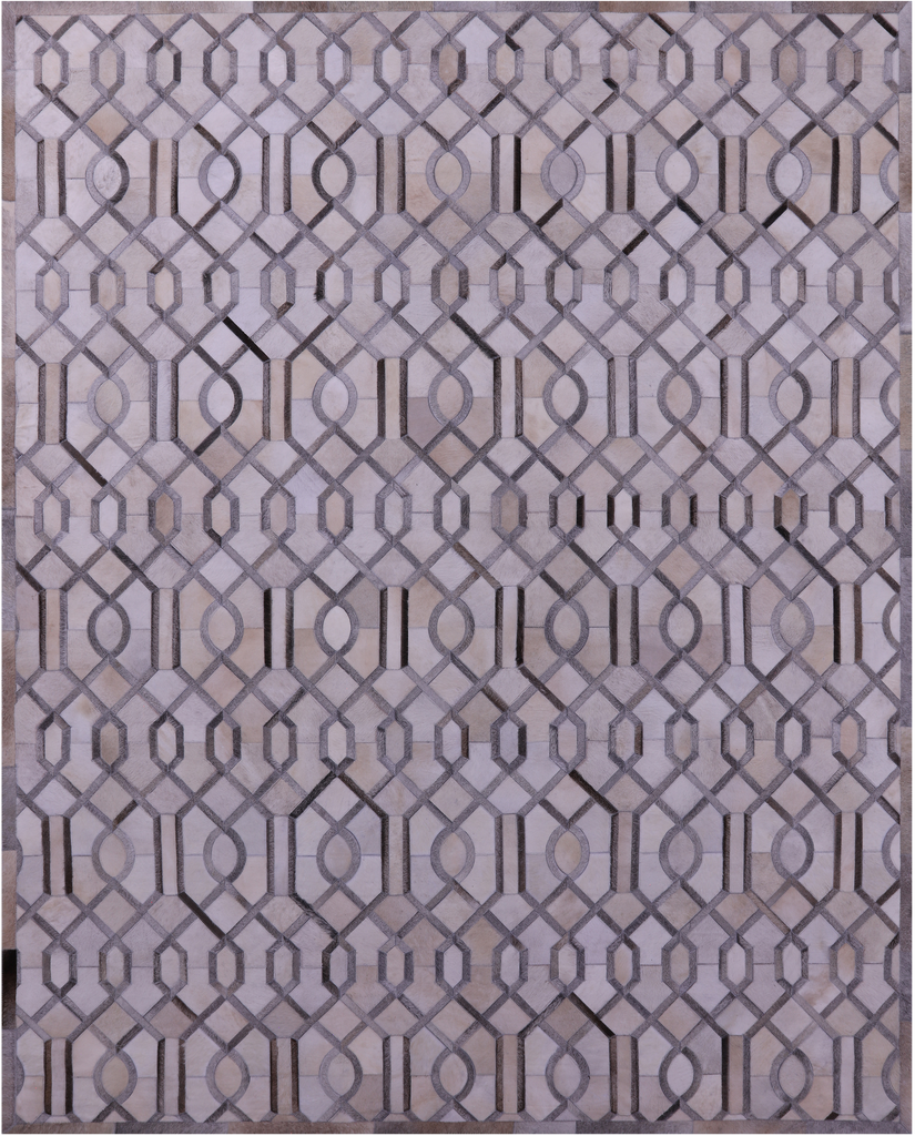 Grey & White Patchwork Natural Cowhide Rug - 8' 0" x 10' 0"