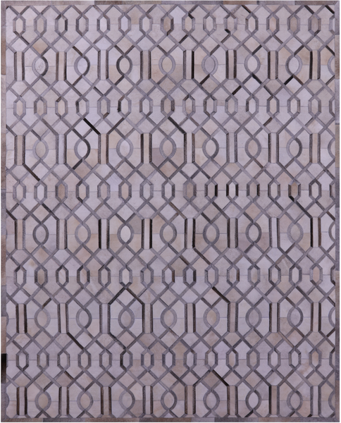 Grey & White Patchwork Natural Cowhide Rug - 8' 0" x 10' 0"