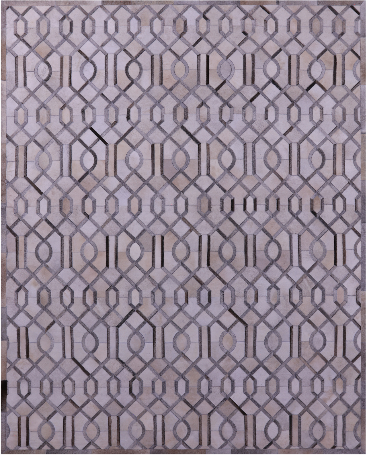 Grey & White Patchwork Natural Cowhide Rug - 8' 0" x 10' 0"