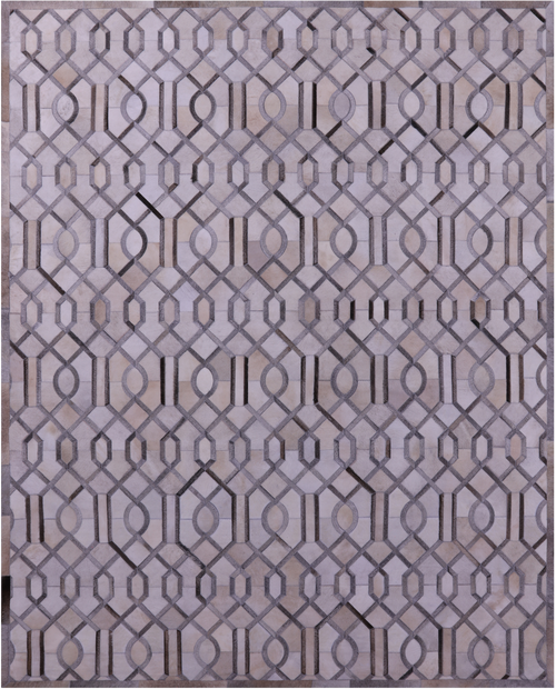 Grey & White Patchwork Natural Cowhide Rug - 8' 0