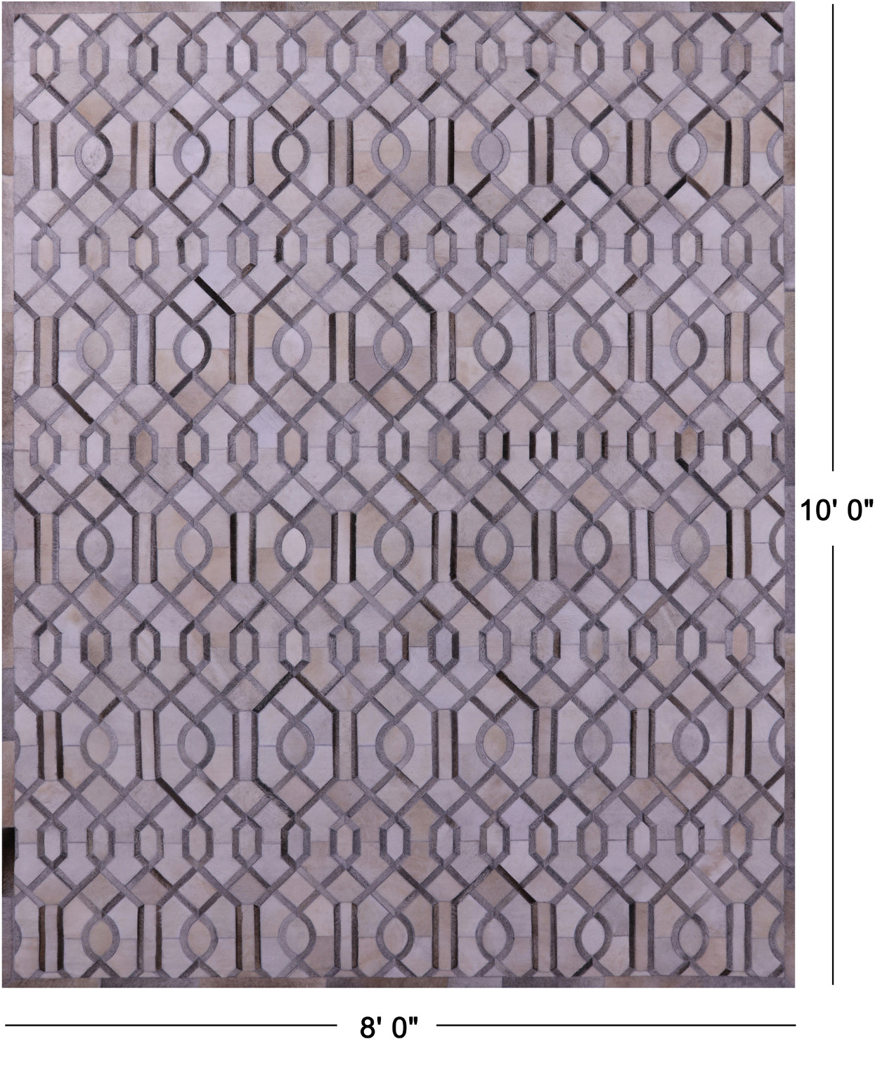 Grey & White Patchwork Natural Cowhide Rug - 8' 0" x 10' 0"