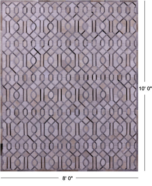 Grey & White Patchwork Natural Cowhide Rug - 8' 0