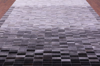 Thumbnail for Grey & White Gradient Brickwork Patchwork Natural Cowhide Rug - 9' 0