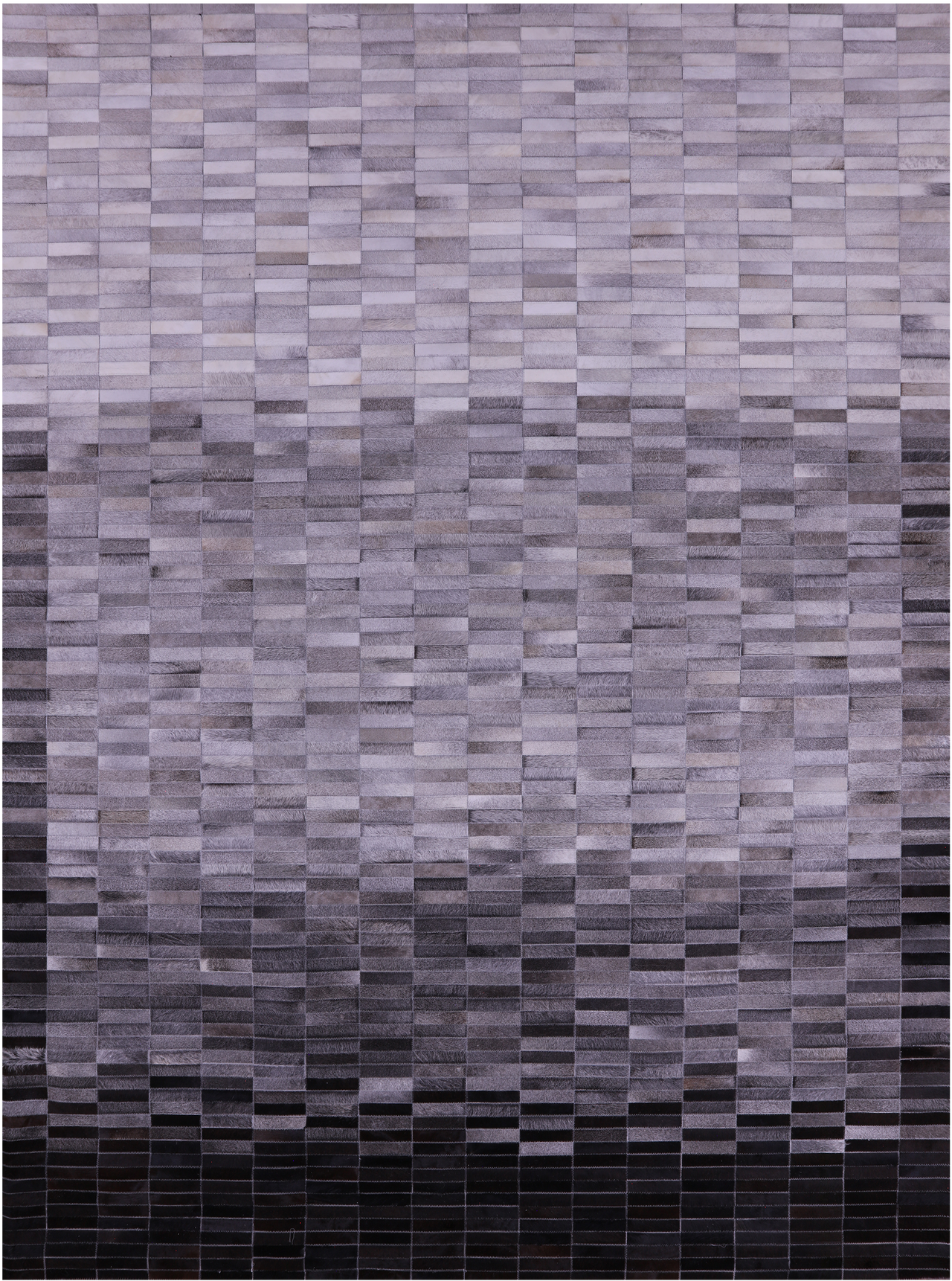 Grey & White Gradient Brickwork Patchwork Natural Cowhide Rug - 9' 0" x 12' 0"
