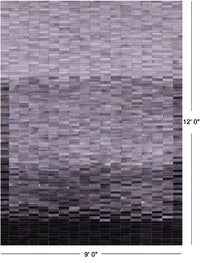 Thumbnail for Grey & White Gradient Brickwork Patchwork Natural Cowhide Rug - 9' 0