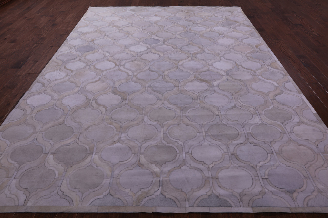 Ivory Patchwork Natural Cowhide Rug - 9' 0" x 12' 0"