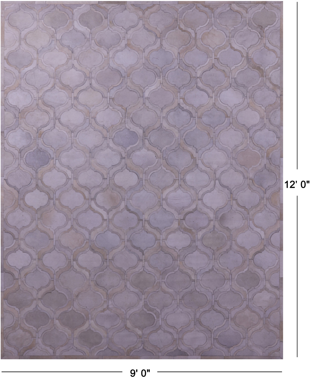 Ivory Patchwork Natural Cowhide Rug - 9' 0" x 12' 0"
