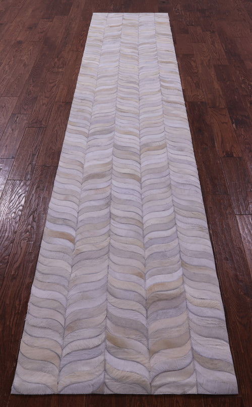 Ivory Patchwork Natural Cowhide Rug - 2' 6