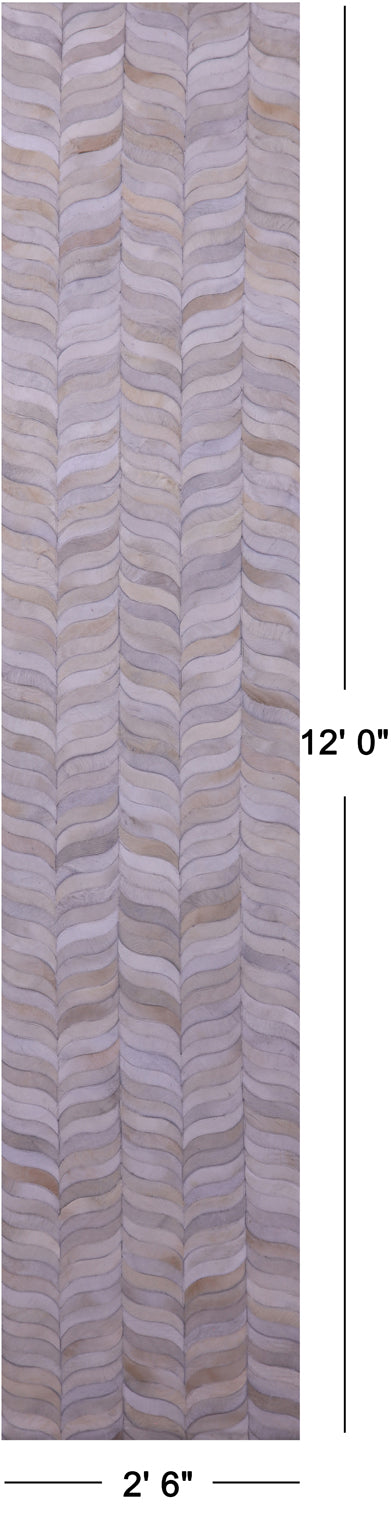Ivory Patchwork Natural Cowhide Rug - 2' 6