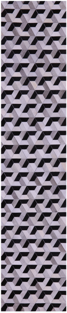 Black & White Patchwork Natural Cowhide Rug - 2' 6" x 12' 0"