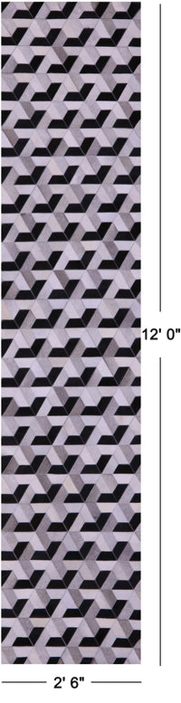 Thumbnail for Black & White Patchwork Natural Cowhide Rug - 2' 6