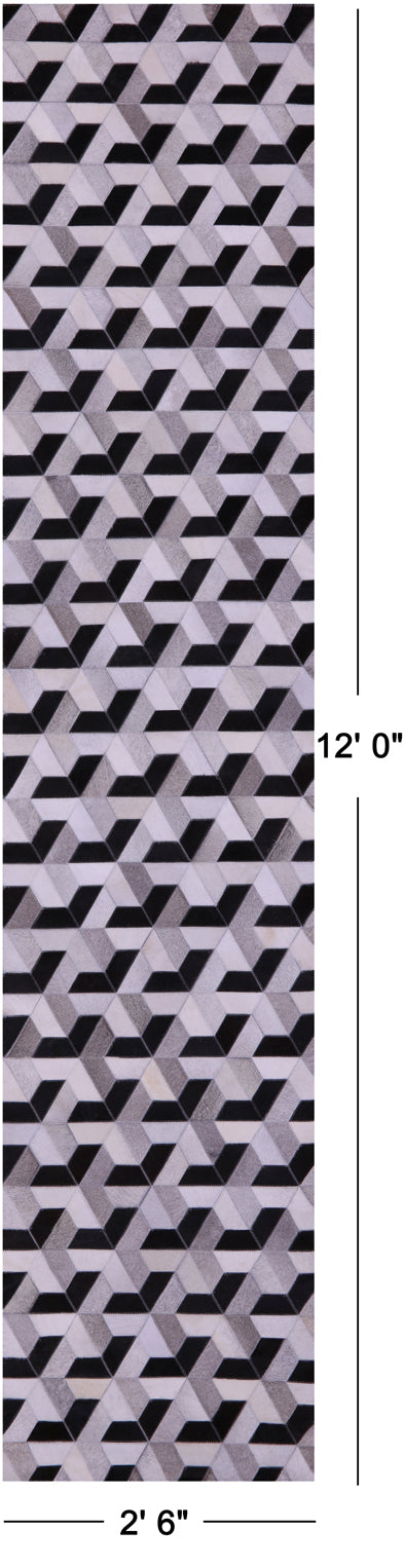 Black & White Patchwork Natural Cowhide Rug - 2' 6