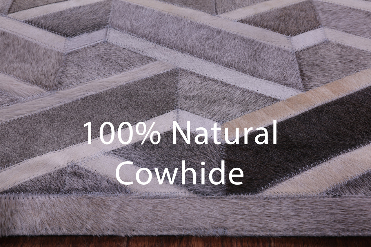 Grey Patchwork Natural Cowhide Rug - 9' 0" x 12' 0"