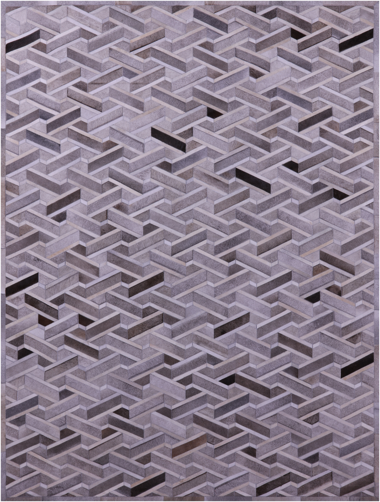 Grey Patchwork Natural Cowhide Rug - 9' 0" x 12' 0"