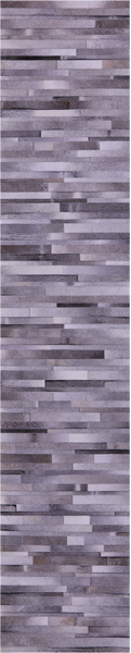Grey Brickwork Patchwork Natural Cowhide Rug - 2' 6" x 12' 0"