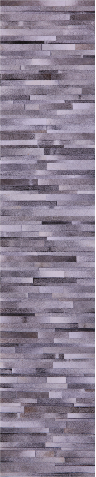 Grey Brickwork Patchwork Natural Cowhide Rug - 2' 6" x 12' 0"
