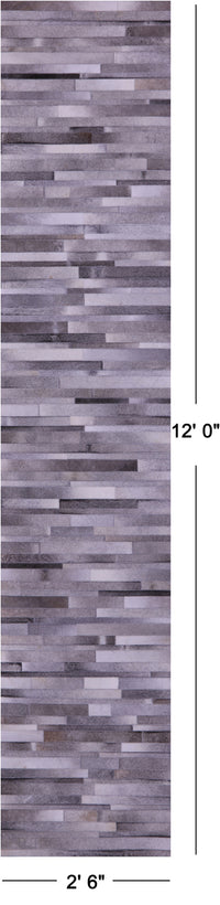 Thumbnail for Grey Brickwork Patchwork Natural Cowhide Rug - 2' 6
