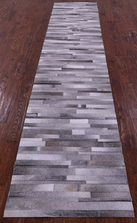 Thumbnail for Grey Brickwork Patchwork Natural Cowhide Rug - 2' 6