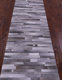 Thumbnail for Grey Brickwork Patchwork Natural Cowhide Rug - 2' 6