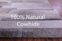 Thumbnail for Grey Brickwork Patchwork Natural Cowhide Rug - 2' 6