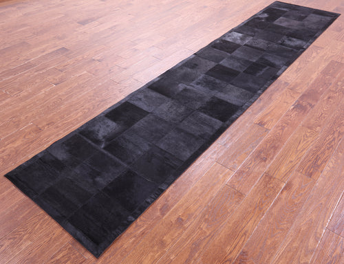 Black Patchwork Natural Cowhide Rug - 2' 6